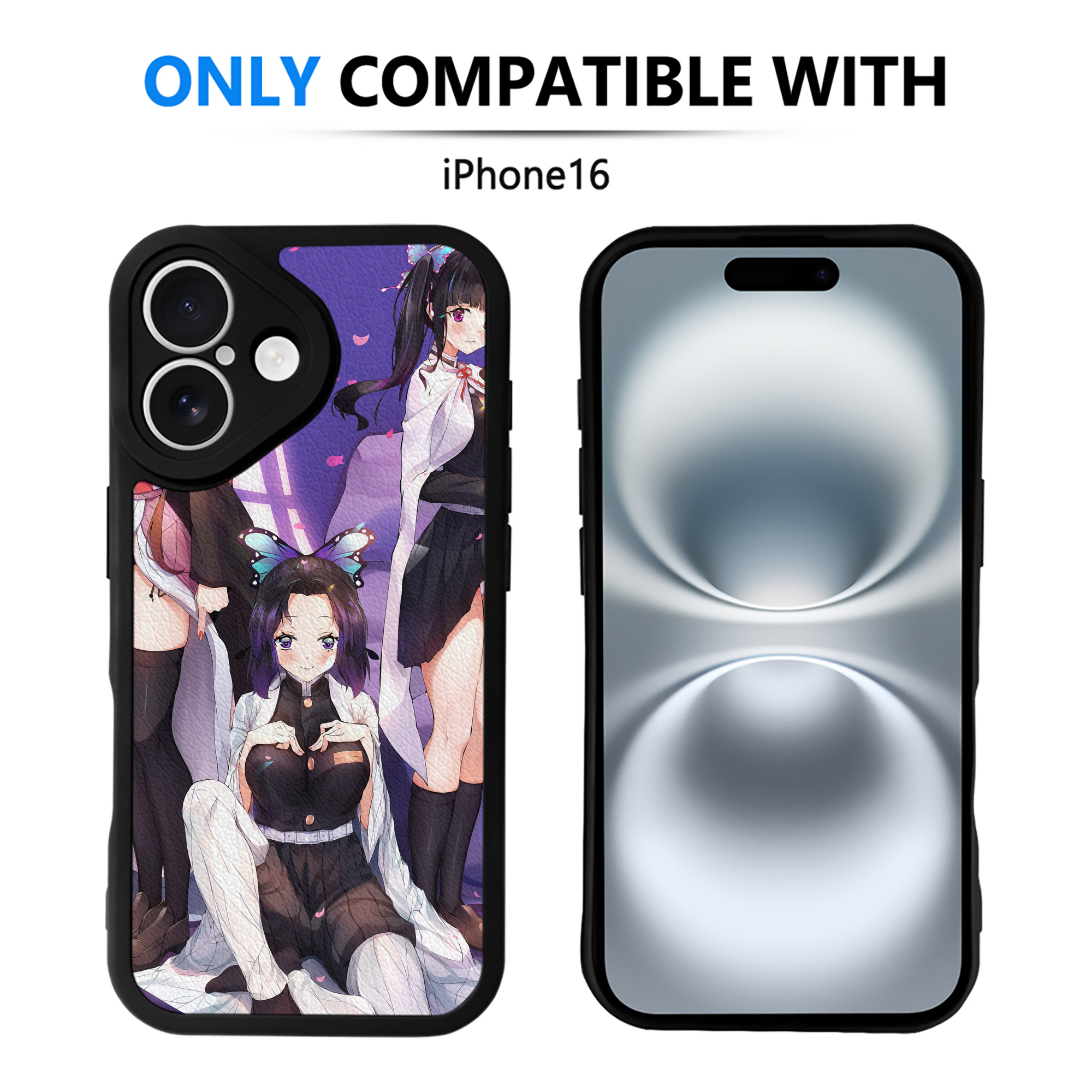 （画像用） 鬼滅の刃（きめつのやいば）竈門 禰󠄀豆子／かまど ねずこ Kamado Nezuko 【iPhone 16シリーズ対応】シリコンスマホケース（レザー調） 材質：シリコン